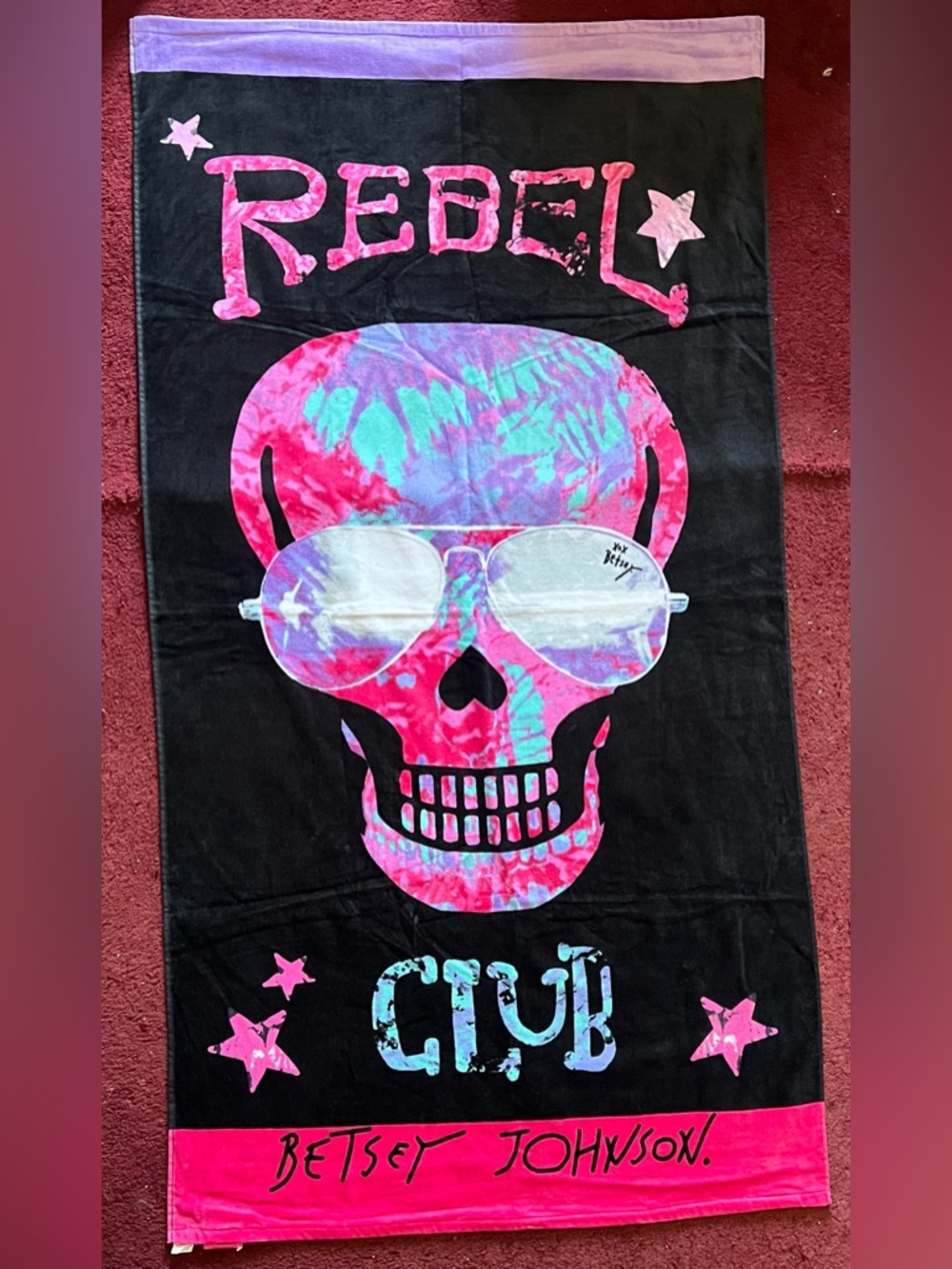 Betsey Johnson Rebel Club Skull Beach Towel